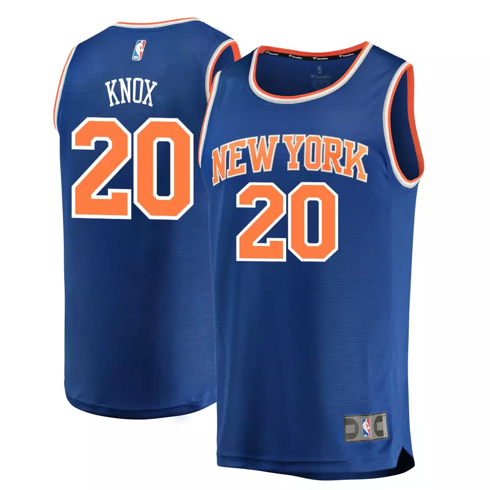 Personalized Kevin knox ii new york knicks fanatics ed fast break jersey blue icon edition