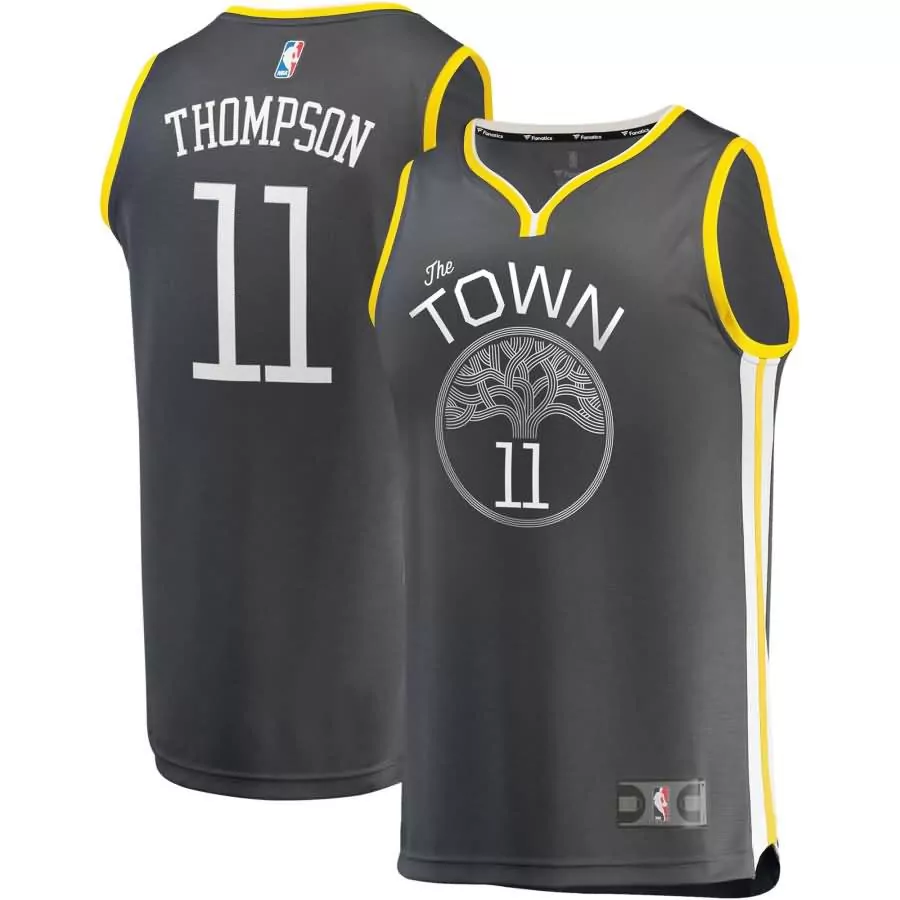 Customizable Klay thompson golden state warriors fanatics ed fast break player jersey charcoal statement edition