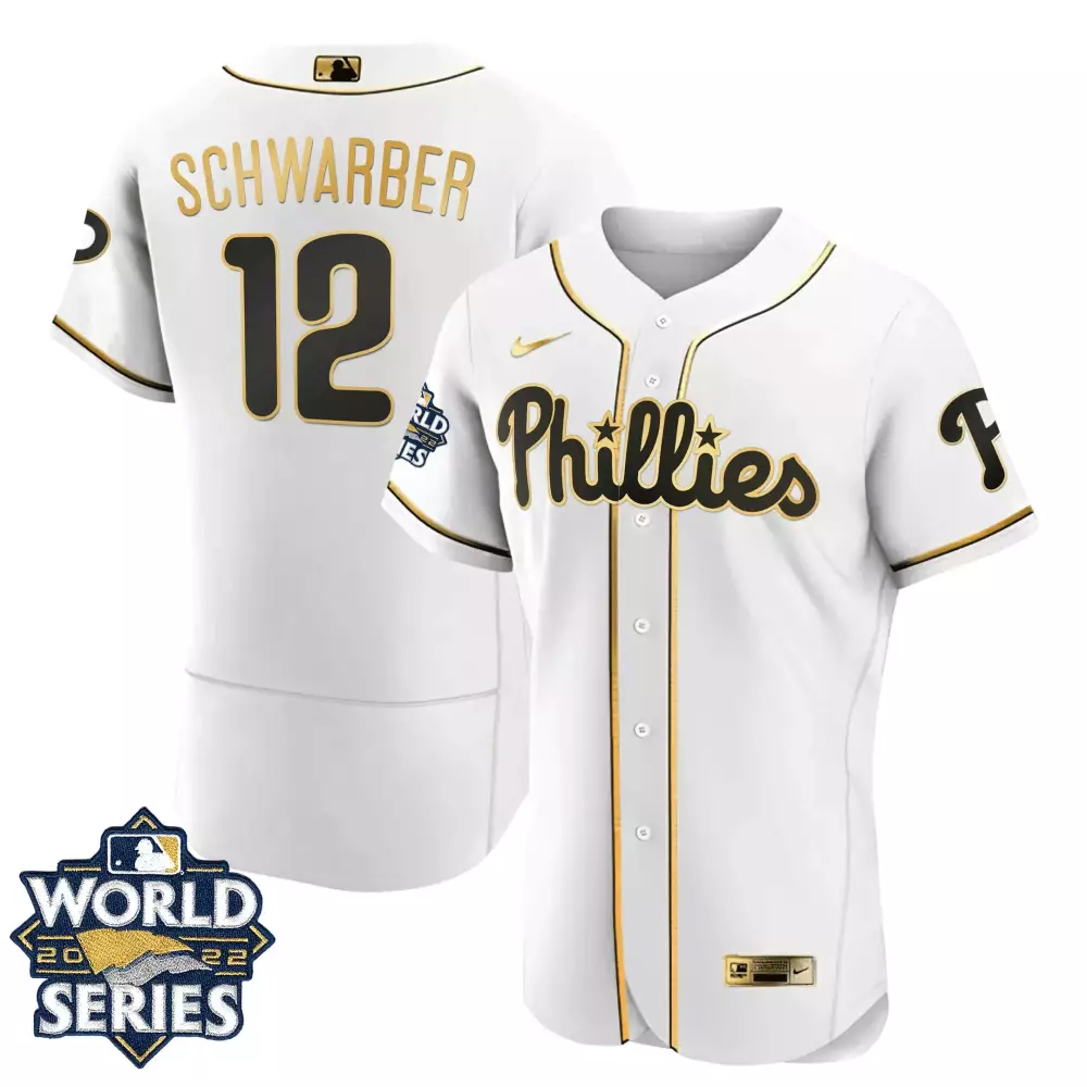 Customizable Kyle schwarber philadelphia phillies gold 2022 world series jersey limited all stitched