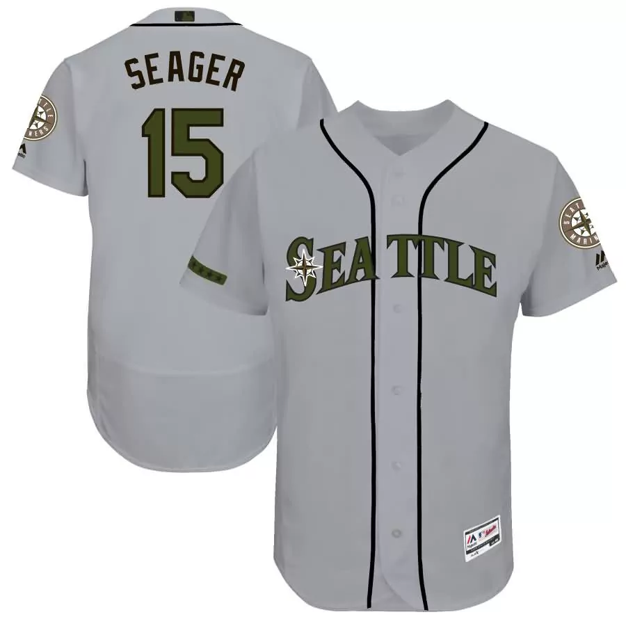 Customizable Kyle seager seattle mariners majestic 2017 memorial day collection flex base player jersey gray