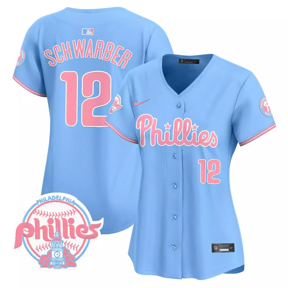 Custom Light blue trea turner phillies bubblegum pink vapor premier limited jersey v2 all stitched