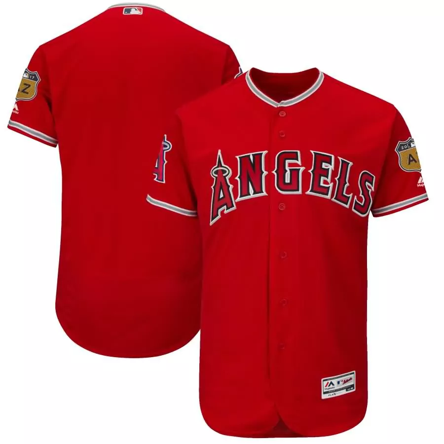 Personalized Los angeles angels majestic 2017 spring training flex base team jersey scarlet
