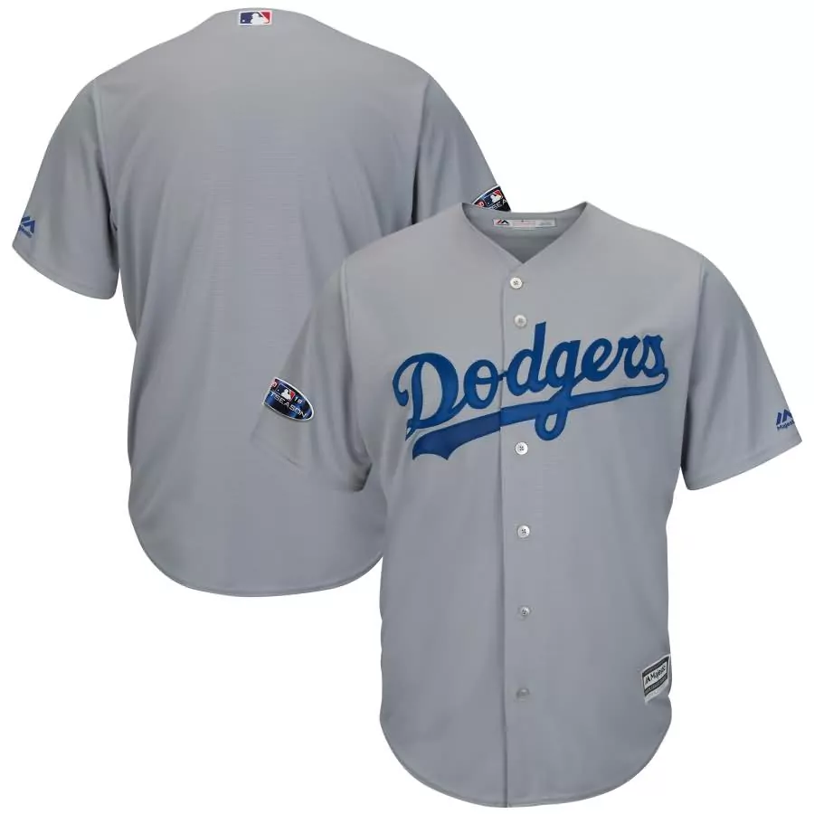 Custom Los angeles dodgers majestic 2018 postseason cool base team jersey gray