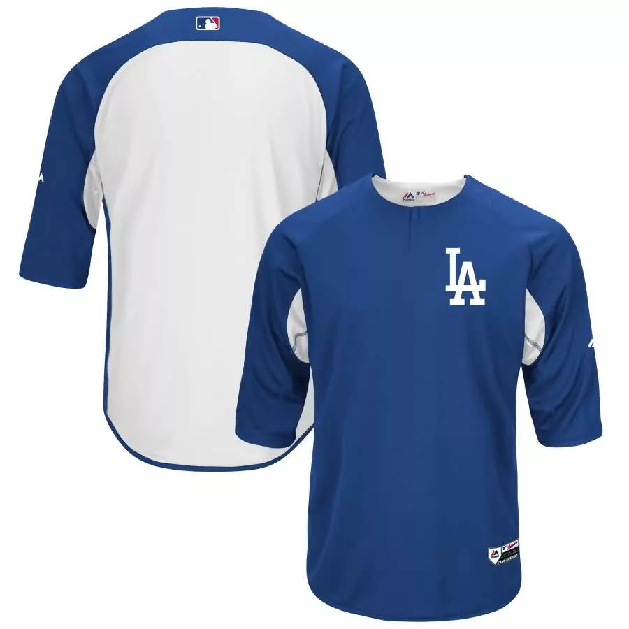 Personalized Los angeles dodgers majestic collection on field 34 sleeve batting practice jersey royalwhite