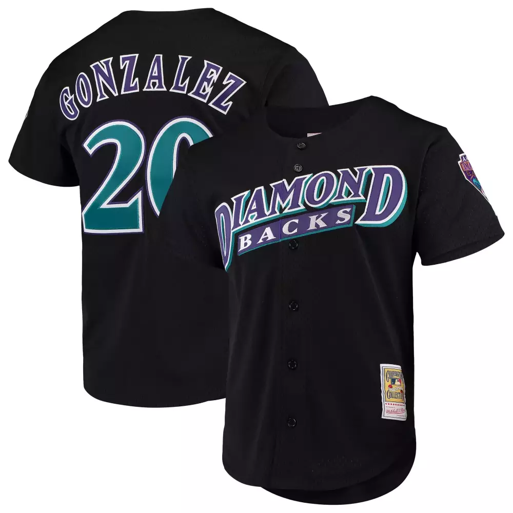 Custom Luis gonzalez arizona diamondbacks mitchell amp ness cooperstown collection mesh batting practice button up jersey black