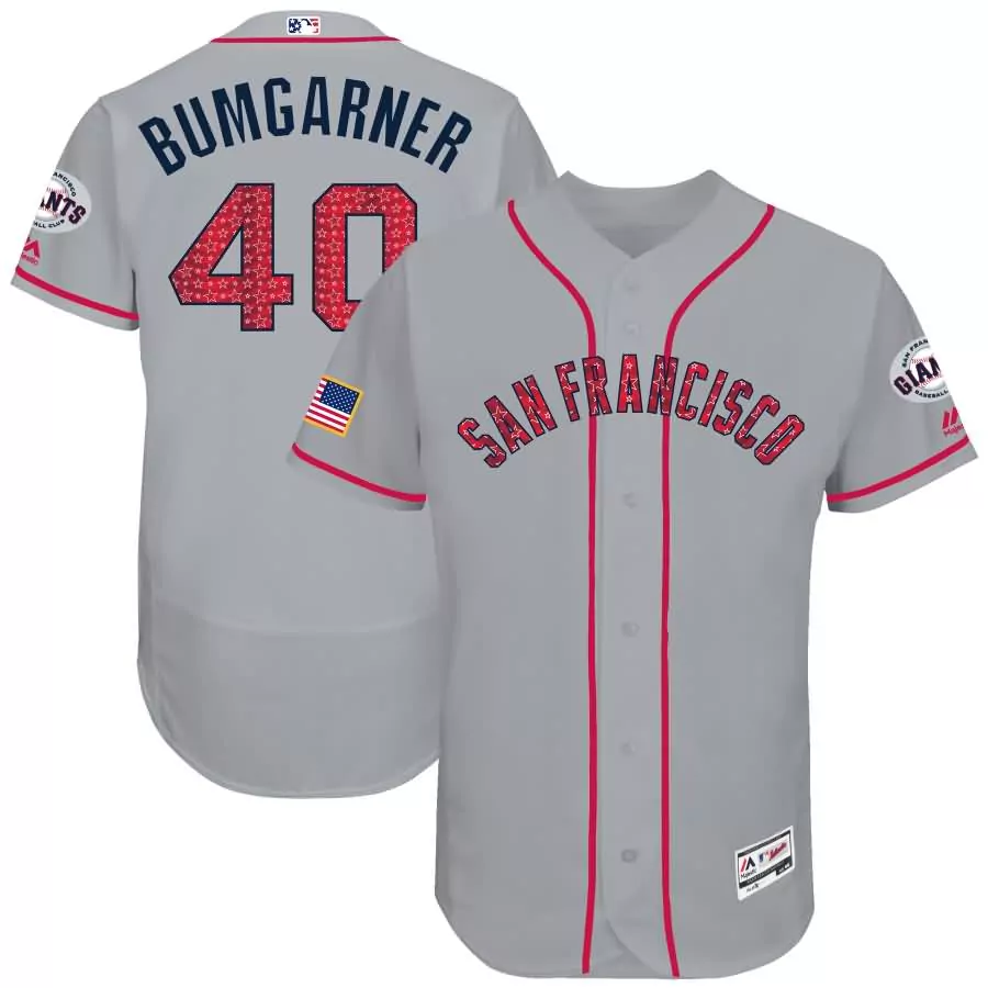 Customizable Madison bumgarner san francisco giants majestic 2017 stars stripes collection flex base player jersey gray