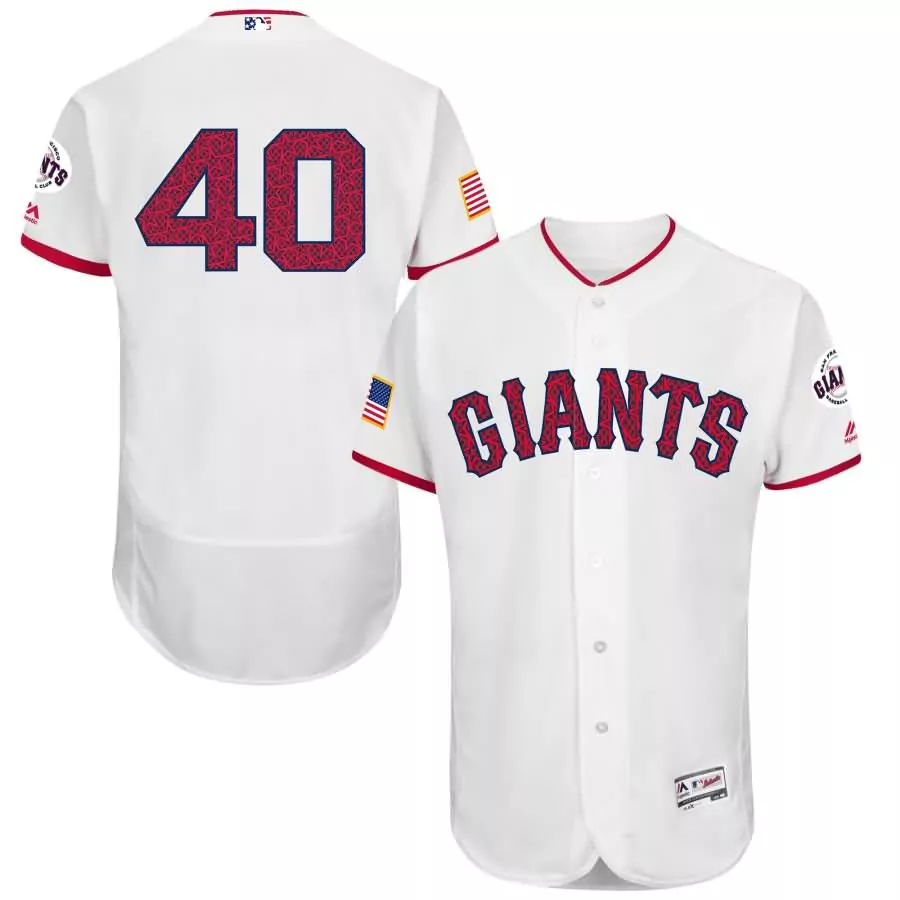 Custom Madison bumgarner san francisco giants majestic fashion stars stripes flex base player jersey white