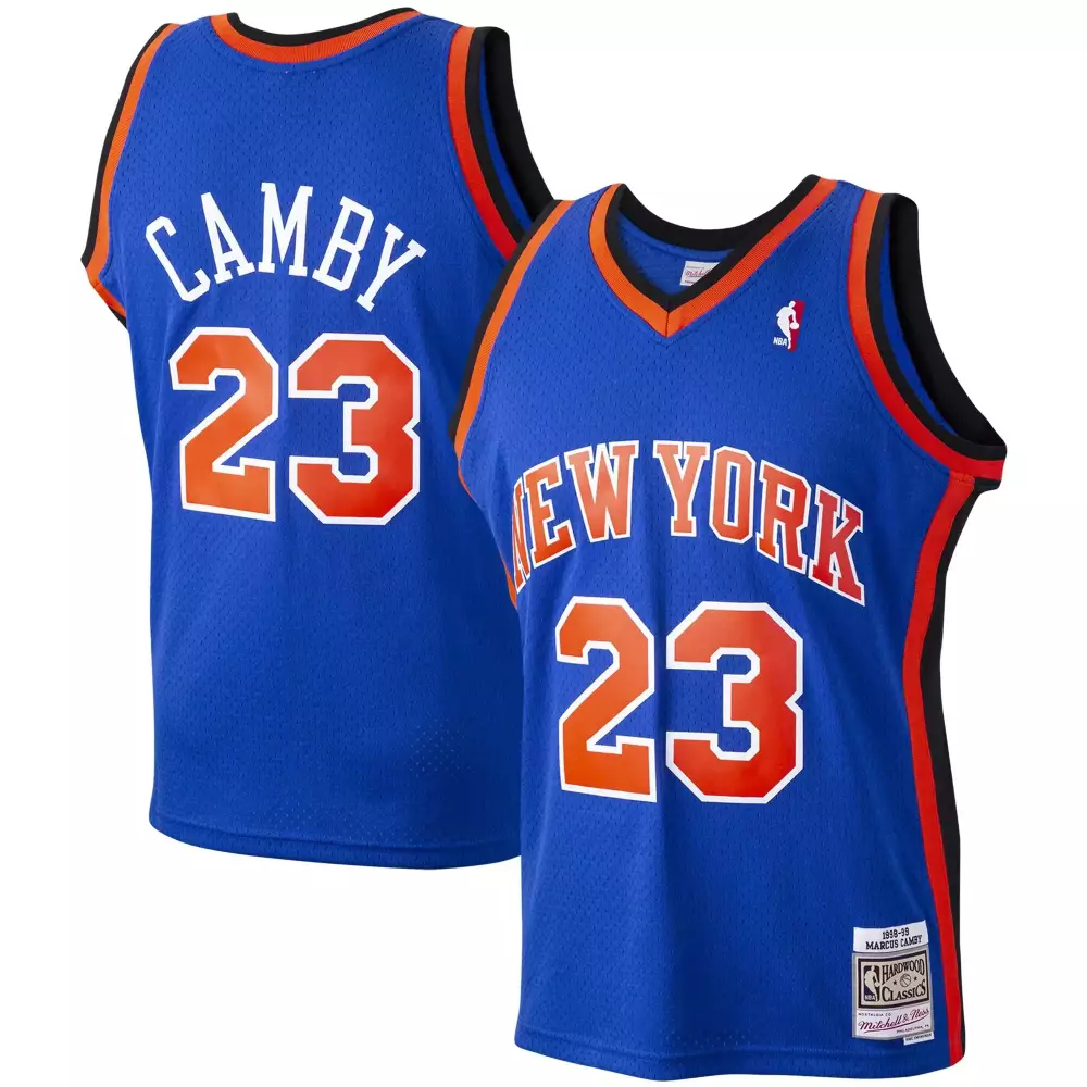 Personalized Marcus camby new york knicks 199899 hardwood classics player blue jersey gift for new york knicks fans
