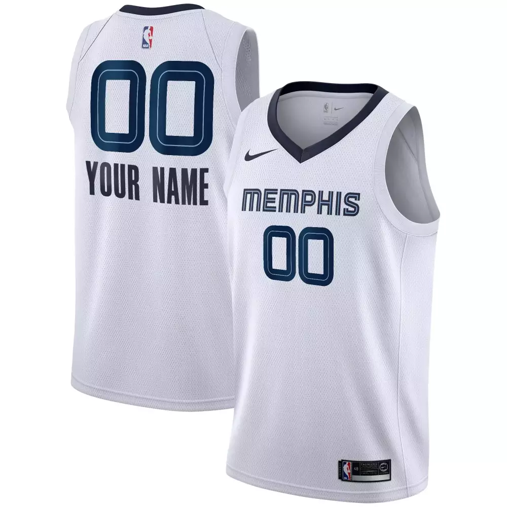 Customizable Memphis grizzlies 202021 custom association edition white jersey gift for memphis grizzlies fans