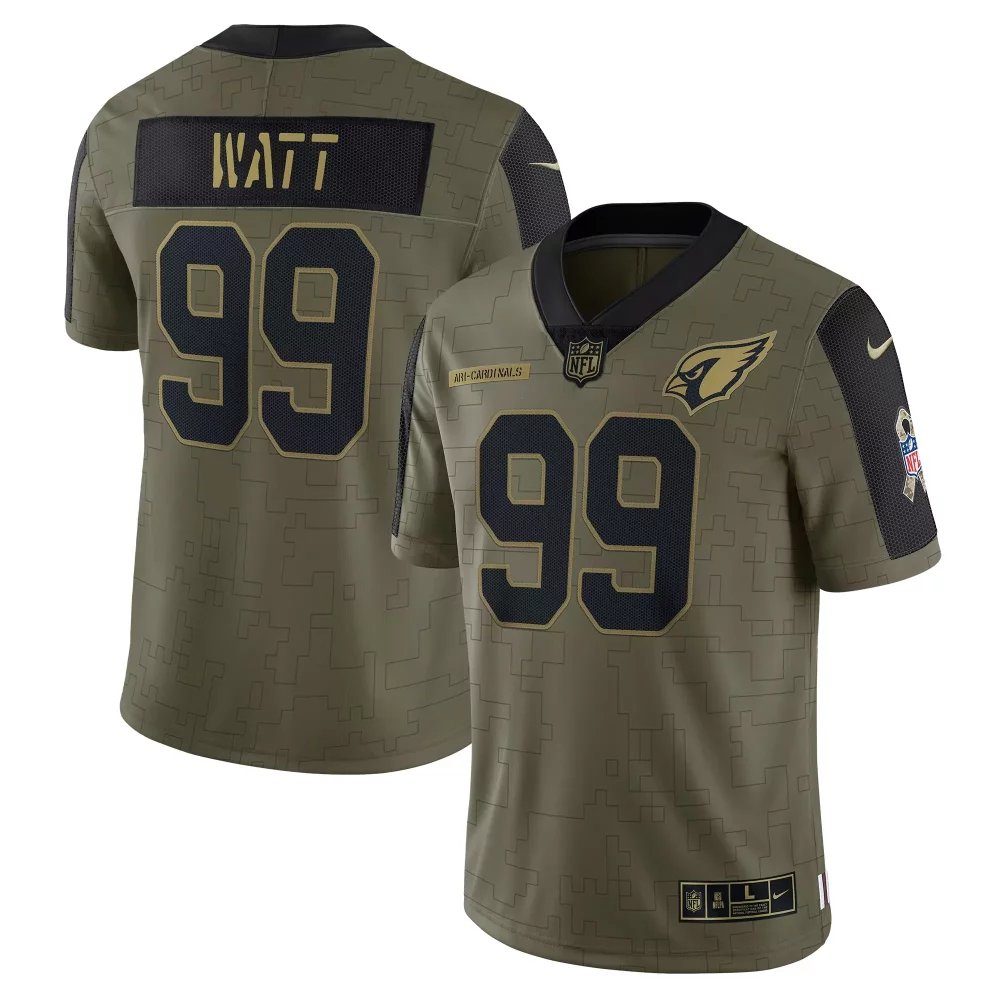 Personalized Mens arizona cardinals j j watt olive 2021 salute to service player jersey gift for arizona cardinals fans
