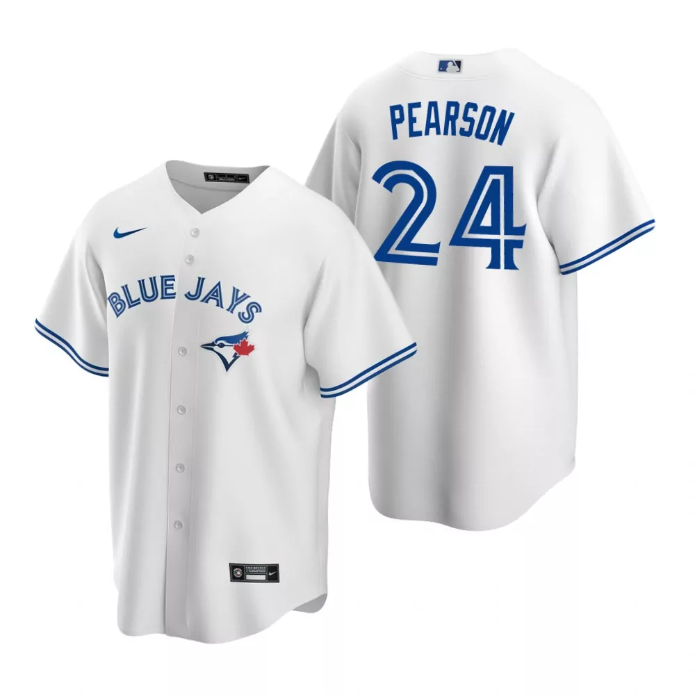 Custom Mens blue jays 24 nate pearson white home jersey gift for blue jays fans
