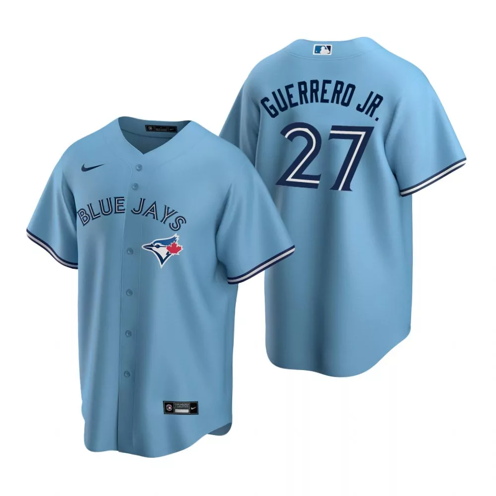 Personalized Mens blue jays 27 vladimir guerrero jr powder blue alternate jersey gift for blue jays fans