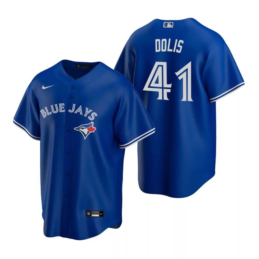 Customizable Mens blue jays 41 rafael dolis royal alternate jersey gift for blue jays fans