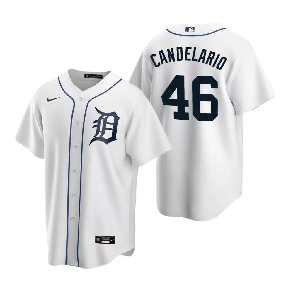 Customizable Mens detroit 46 jeimer candelario home white jersey gift for tigers fans