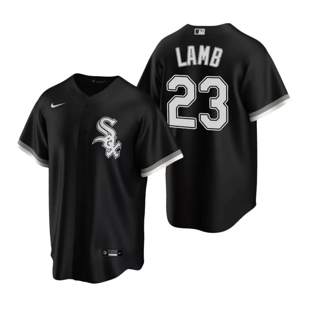 Custom Mens white sox 23 jake lamb black 2020 alternate jersey gift for white sox fan