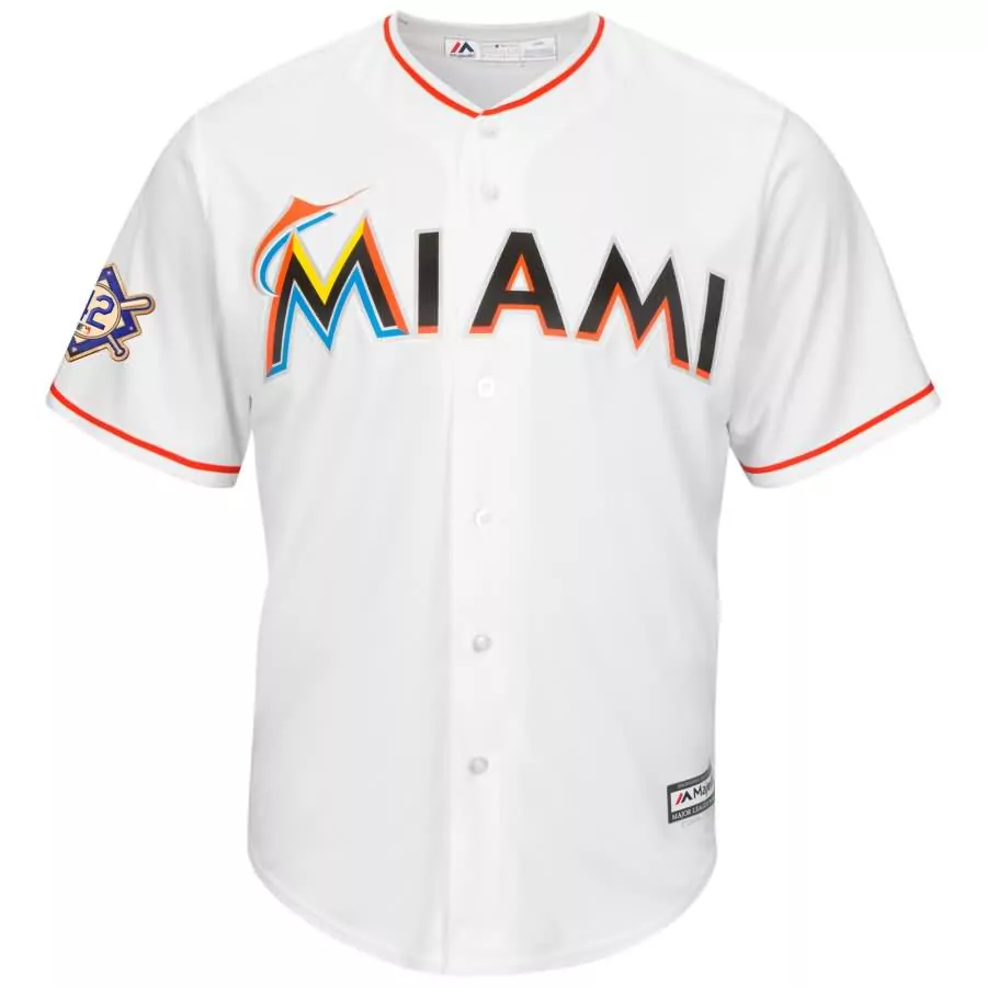 Custom Miami marlins majestic 2018 jackie robinson day official cool base jersey white