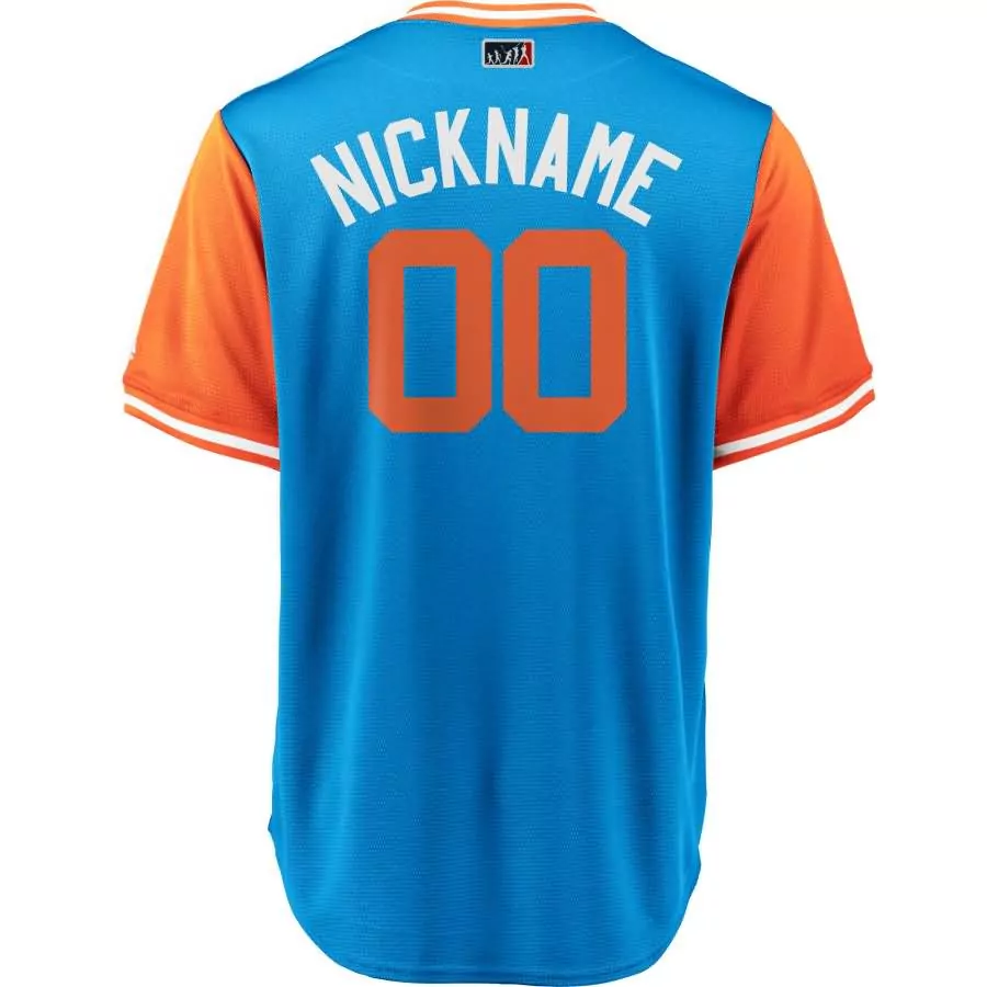 Personalized Miami marlins majestic 2018 players weekend cool base pick a player roster jersey light blueorange