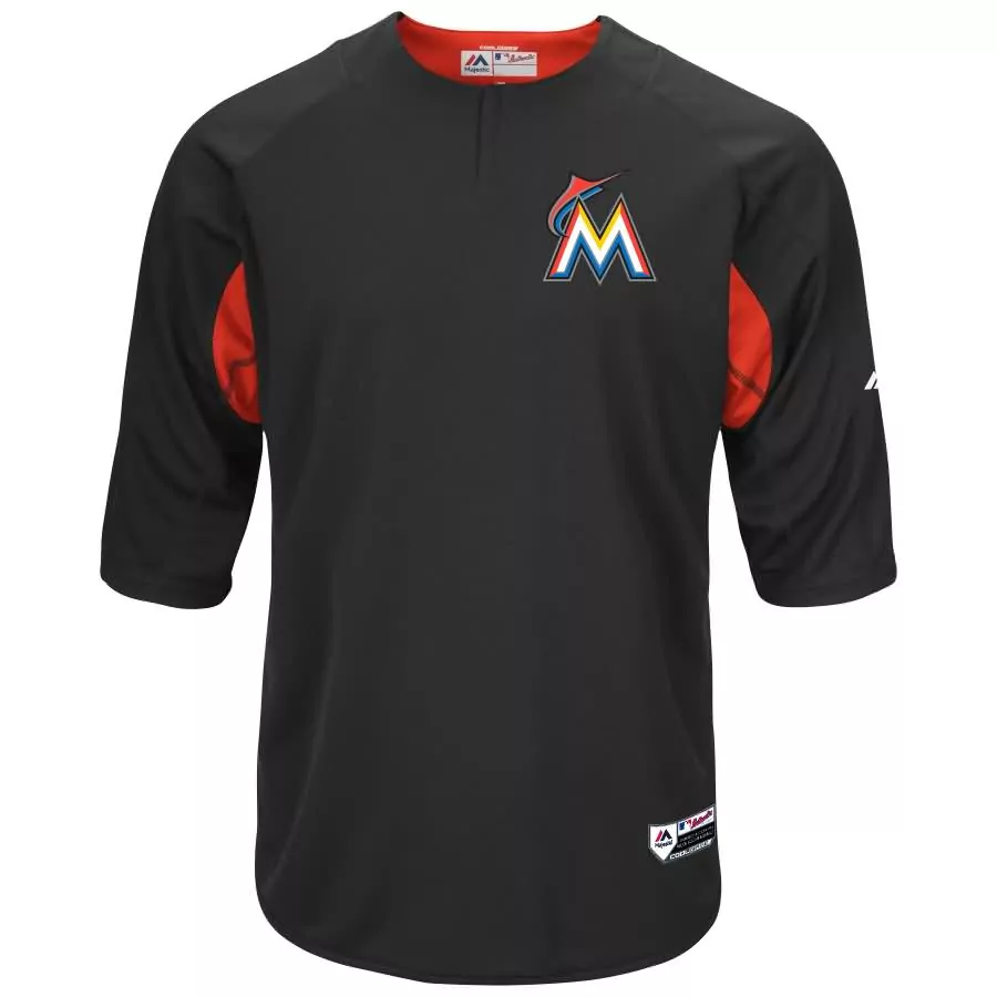 Customizable Miami marlins majestic collection on field 34 sleeve batting practice jersey blackorange