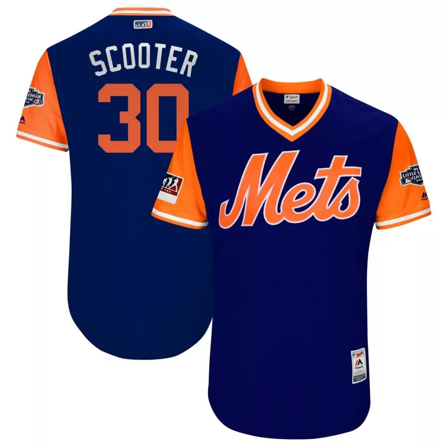Custom Michael conforto scooter new york mets majestic 2018 mlb little league classic jersey royalorange