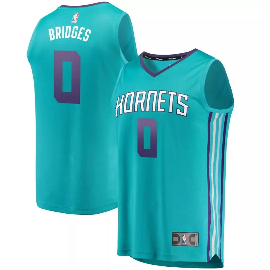 Custom Miles bridges charlotte hornets fanatics ed fast break replica jersey icon edition teal