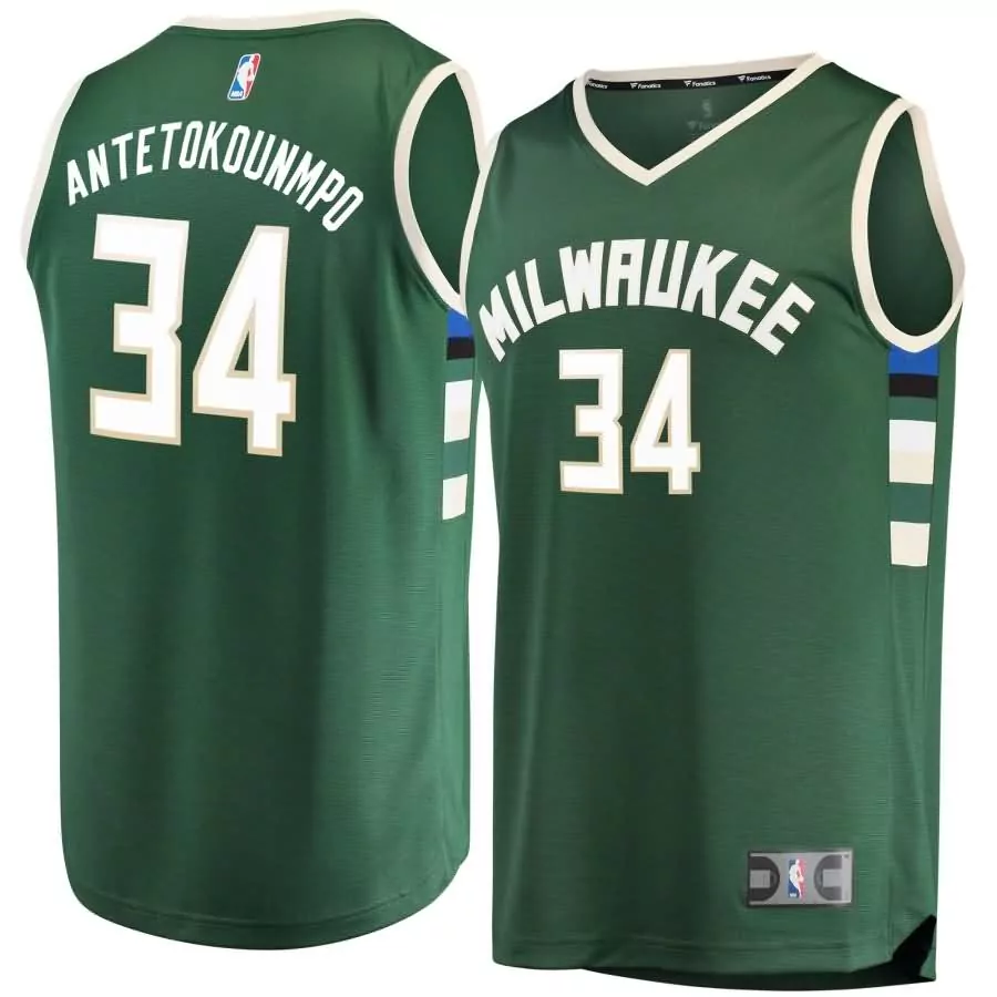 Personalized Milwaukee bucks fanatics ed fast break player jersey icon edition green