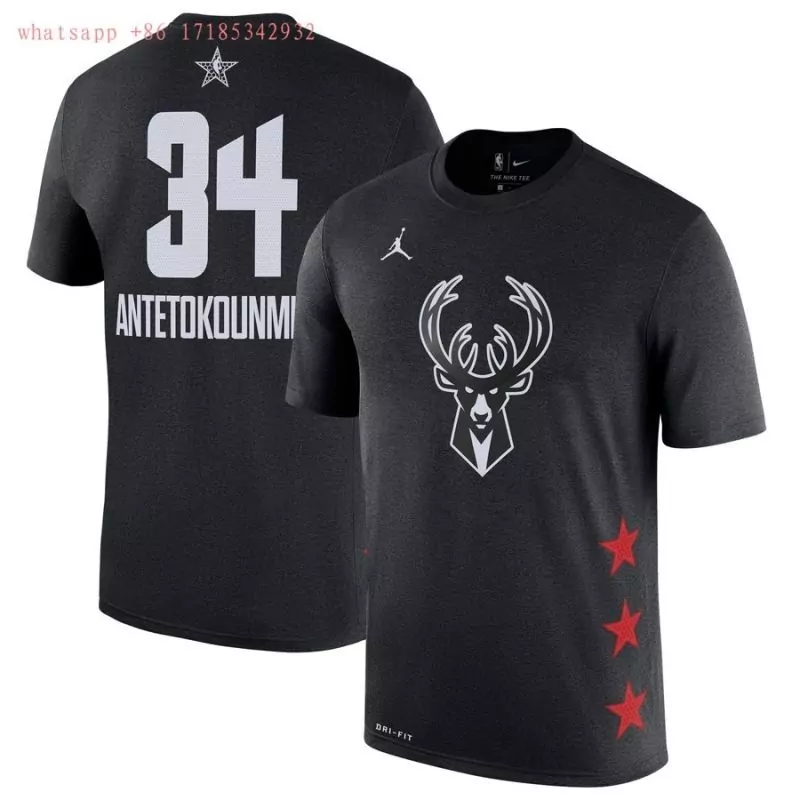 Custom Milwaukee bucks giannis antetokounmpo 34 2020 all star new arrival black jersey