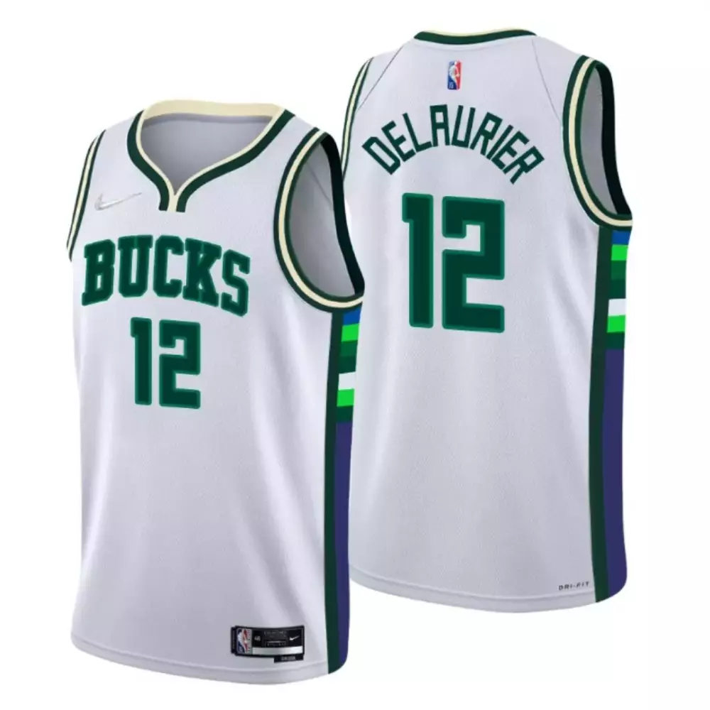 Personalized Milwaukee bucks javin delaurier 12 nba basketball city edition white jersey gift for bucks fans