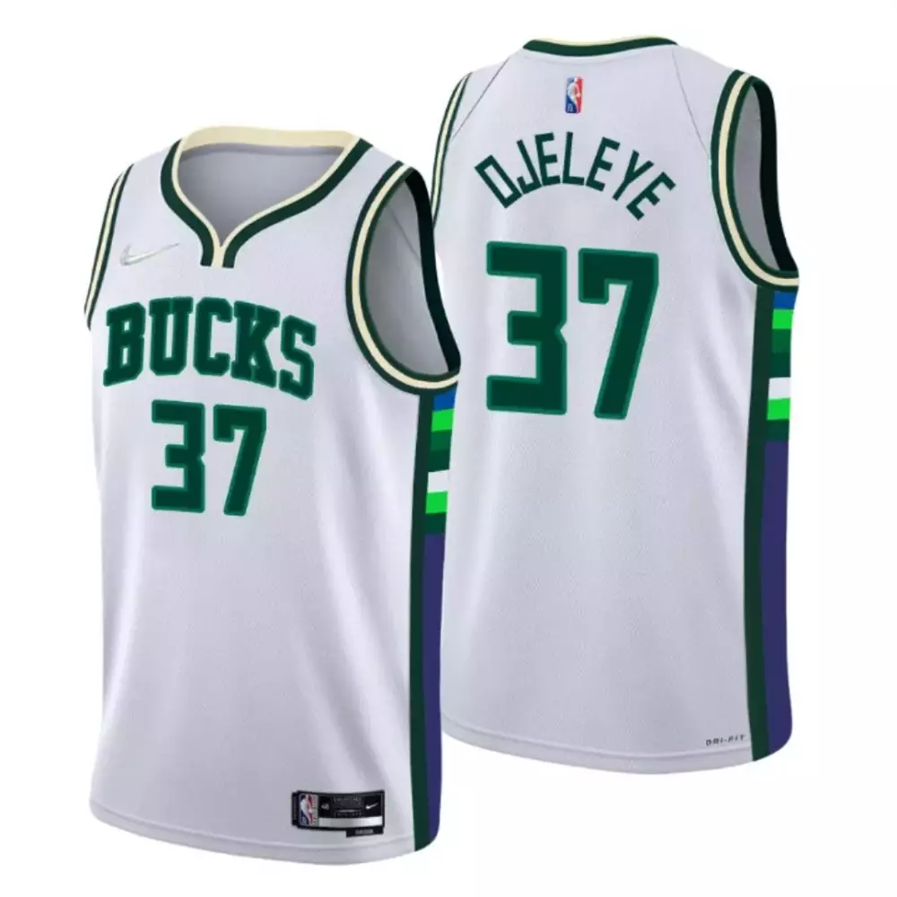 Personalized Milwaukee bucks semi ojeleye 37 nba basketball city edition white jersey gift for bucks fans