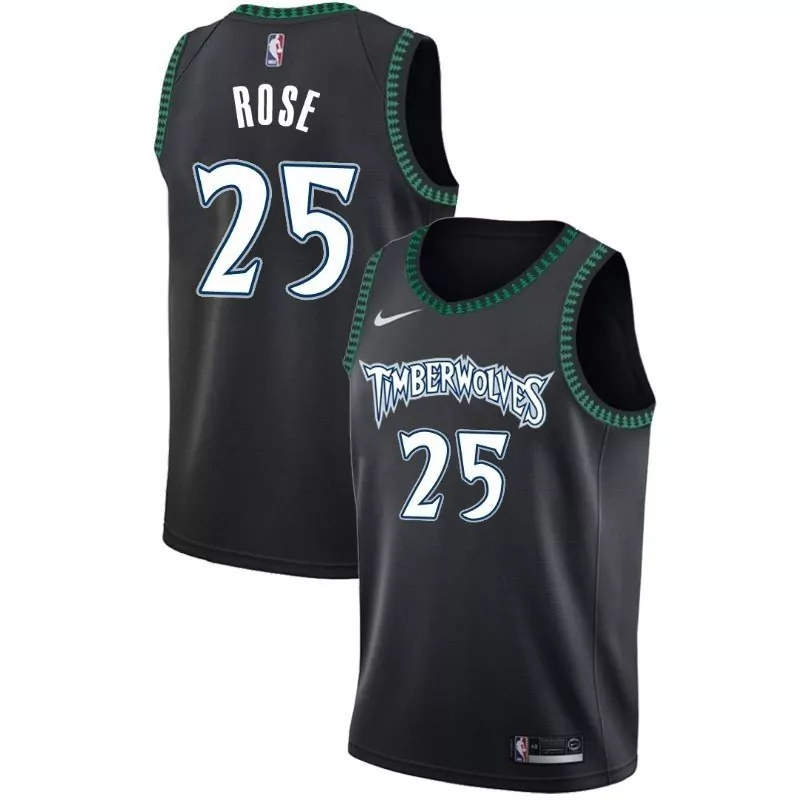 Custom Minnesota timberwolves derrick rose 25 nba 2020 new arrival black jersey