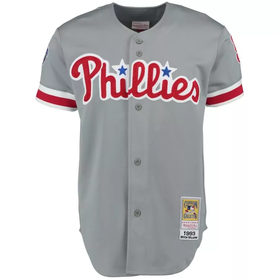 Personalized Mitch williams 1993 philadelphia phillies mitchell ness road throwback jersey gray