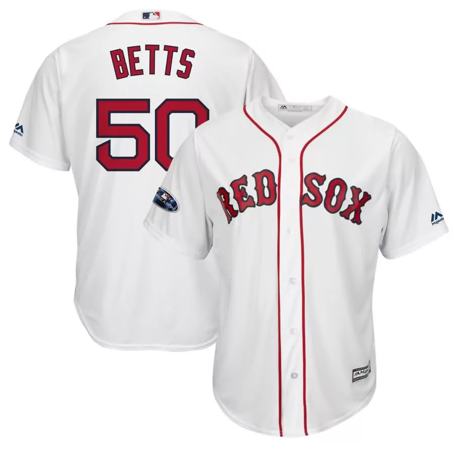 Customizable Mookie betts boston red sox majestic 2018 postseason home cool base player jersey white