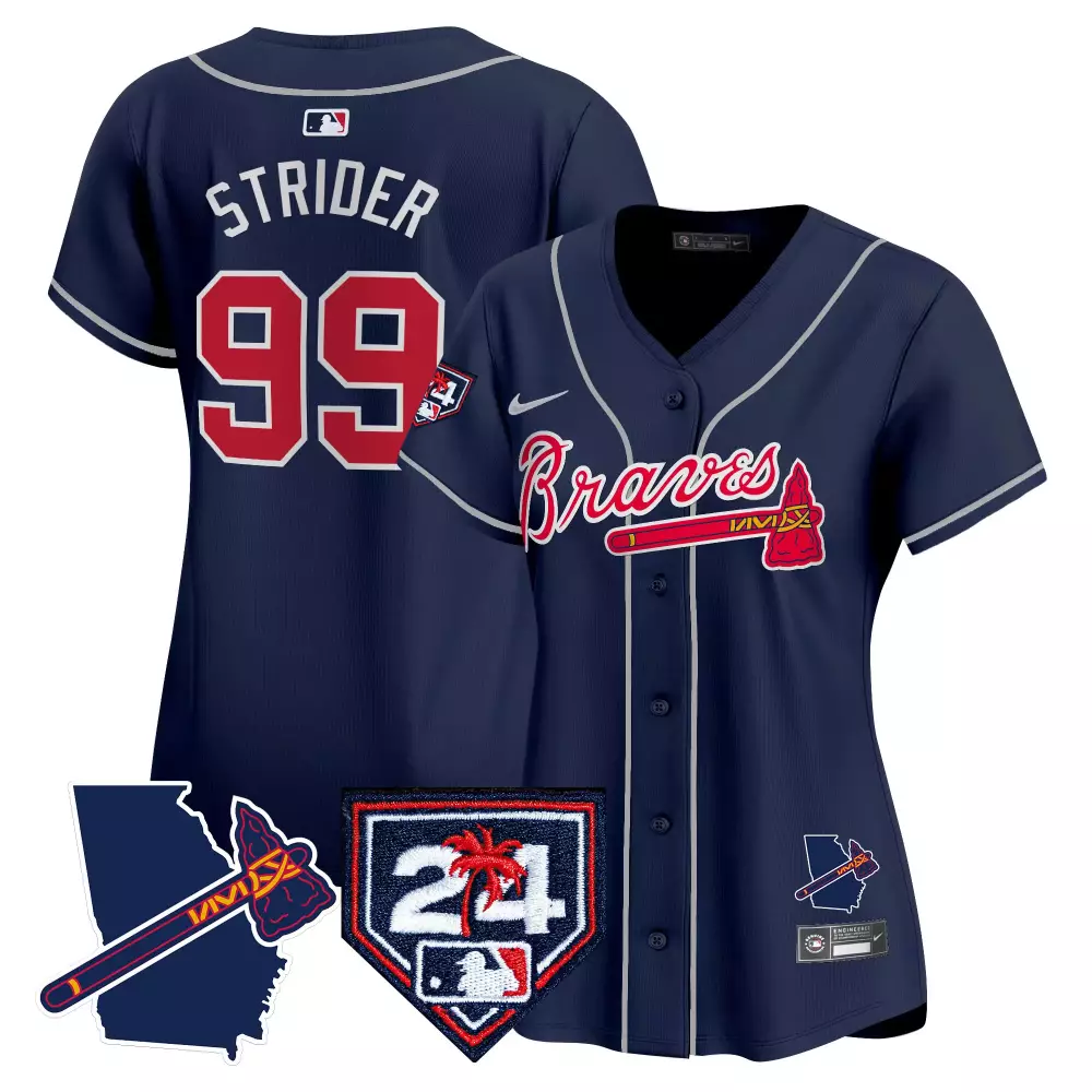 Custom Navy eddie rosario atlanta braves 2024 spring training georgia patch vapor premier limited jersey all stitched