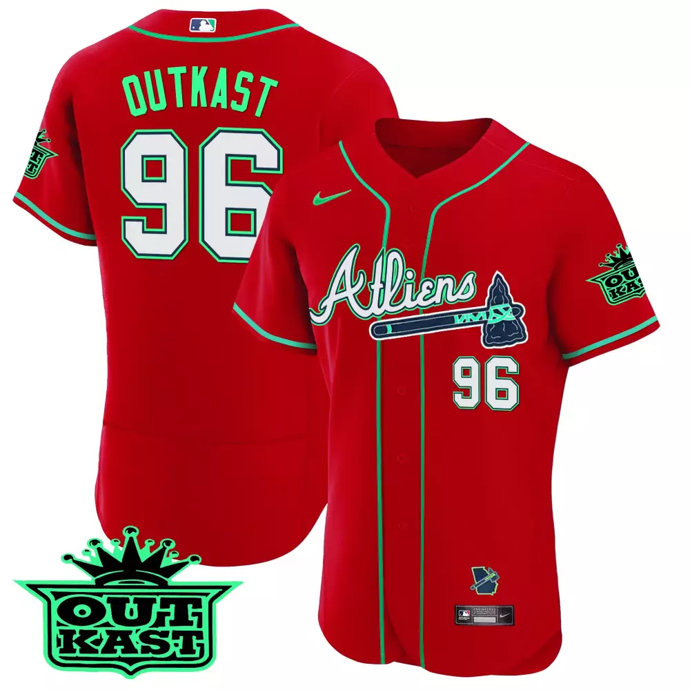 Customizable Navy matt olson atlanta braves atliens flex base jersey galaxy version stitched