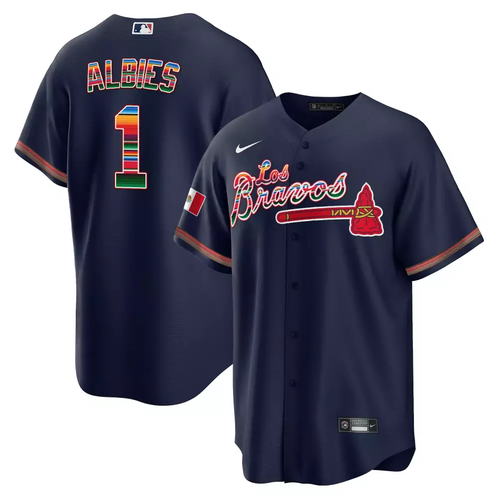Customizable Navy ronald acuna jr atlanta braves los bravos mexico jersey all stitched
