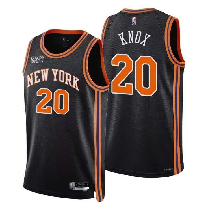 Personalized New york knicks kevin knox 20 nba basketball team city edition black jersey gift for knicks fans