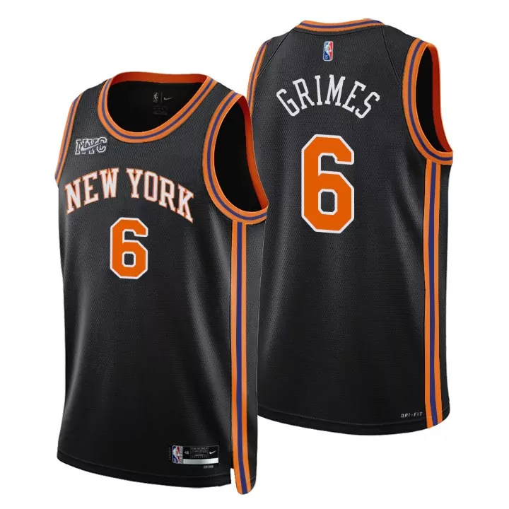 Personalized New york knicks quentin grimes 6 nba basketball team city edition black jersey gift for knicks fans