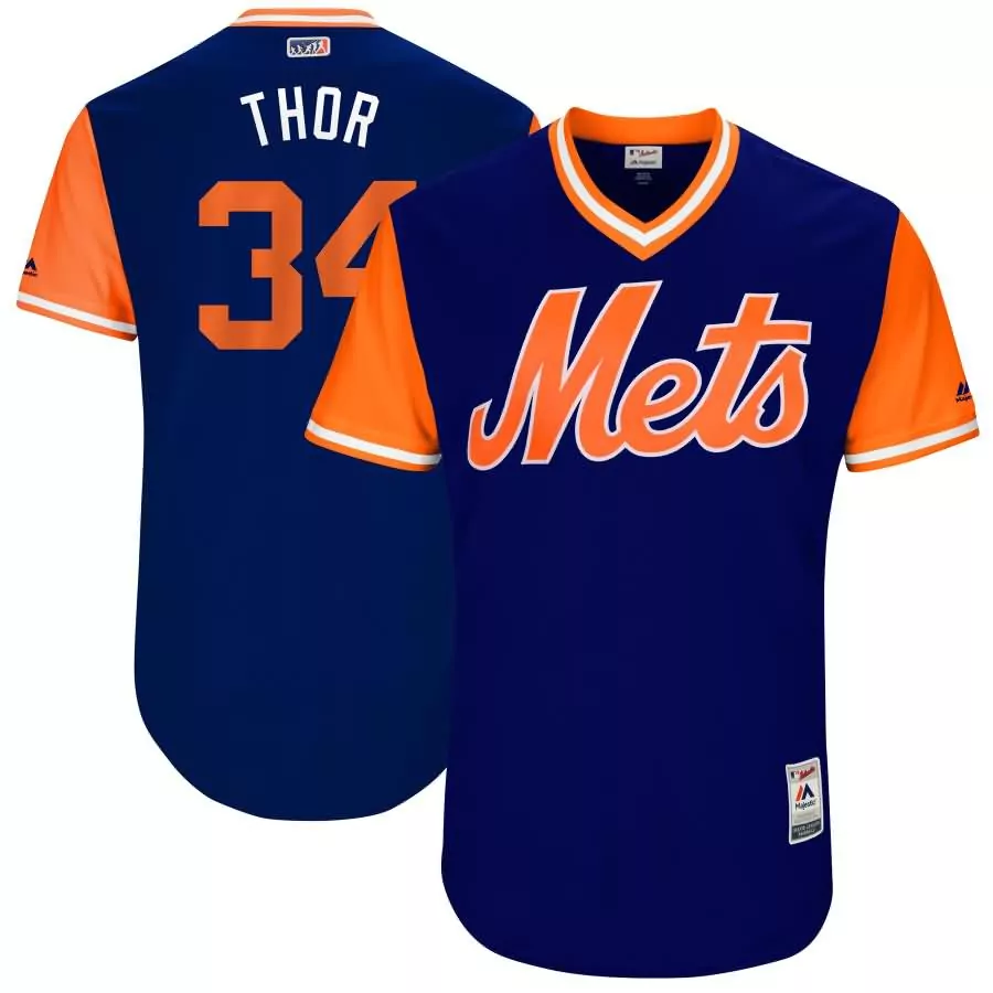 Custom Noah syndergaard little league world series players weekend jersey new york mets majestic 2017 players weekend jersey royal