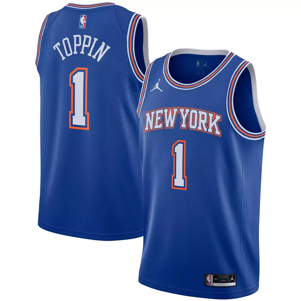 Custom Obi toppin new york knicks 202021 statement edition blue jersey gift for new york knicks fans