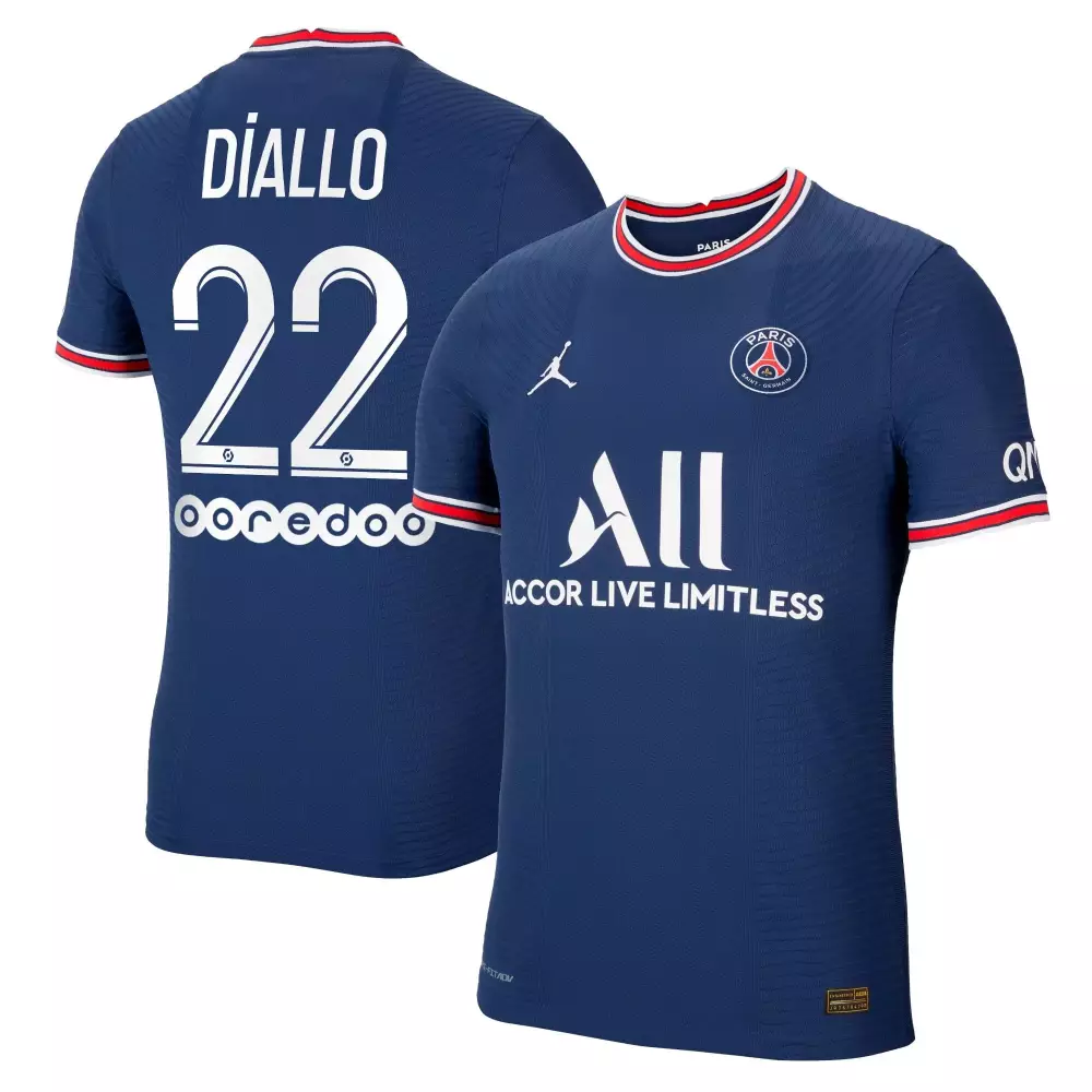 Custom Paris Saint-germain  Jordan Ligue 1 Diallo Germain Abdou Diallo 22 2021 22 Home Vapor Match Gift For Soccer Jersey – Navy Blue