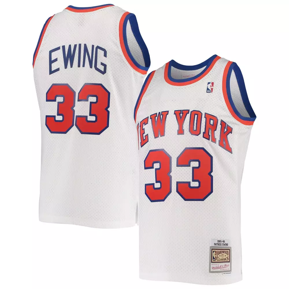 Personalized Patrick ewing new york knicks 198586 hardwood classics white jersey gift for new york knicks fans