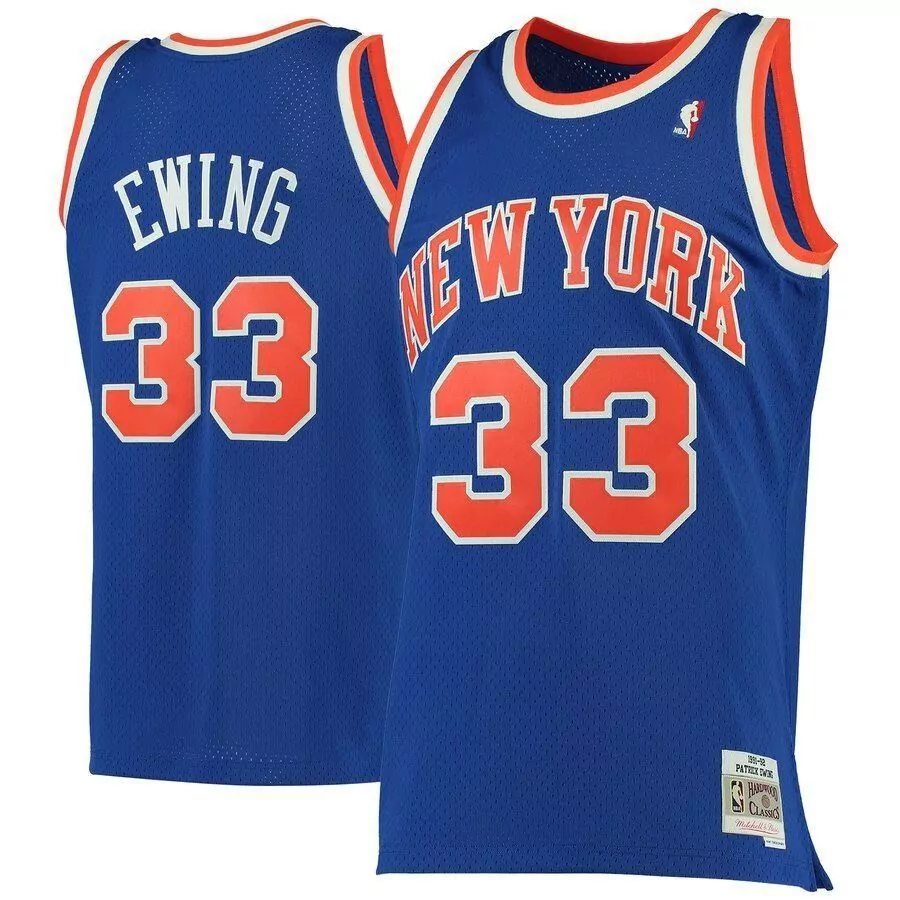 Custom Patrick ewing new york knicks 1991 92 hardwood classics jersey blue 2019 gifts for fans