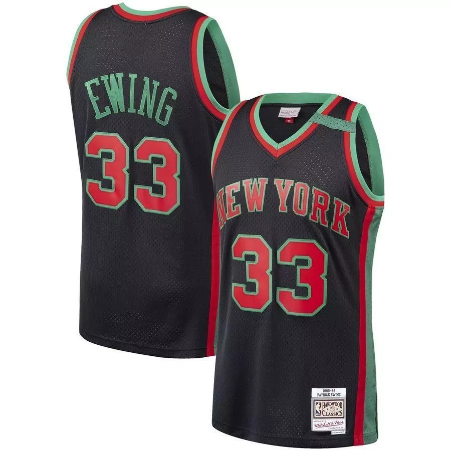 Custom Patrick ewing new york knicks hardwood classics christmas swingan collection jersey black 2019