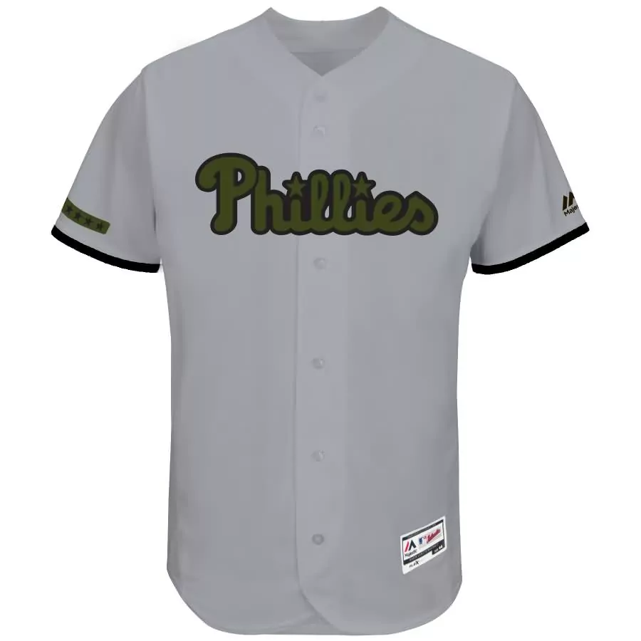 Custom Philadelphia phillies majestic 2017 memorial day collection flex base team jersey gray
