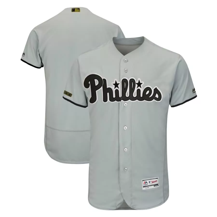 Custom Philadelphia phillies majestic 2018 memorial day collection flex base team jersey gray