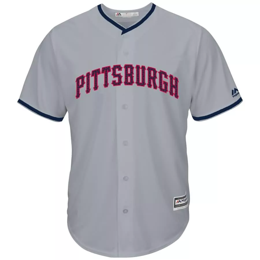 Custom Pittsburgh pirates majestic fashion stars stripes cool base jersey gray