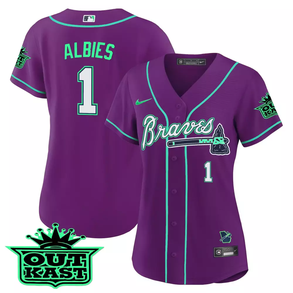 Customizable Purple matt olson atlanta braves outkast baseball jersey galaxy version stitched