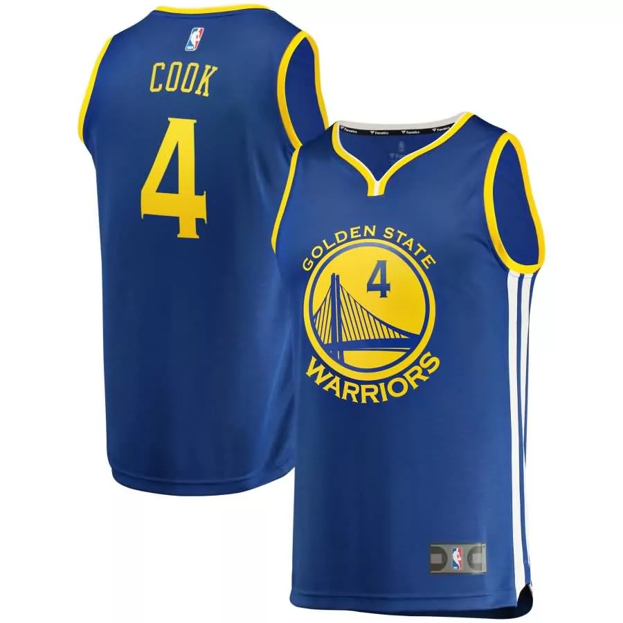 Personalized Quinn cook golden state warriors fanatics ed youth fast break road jersey royal icon edition