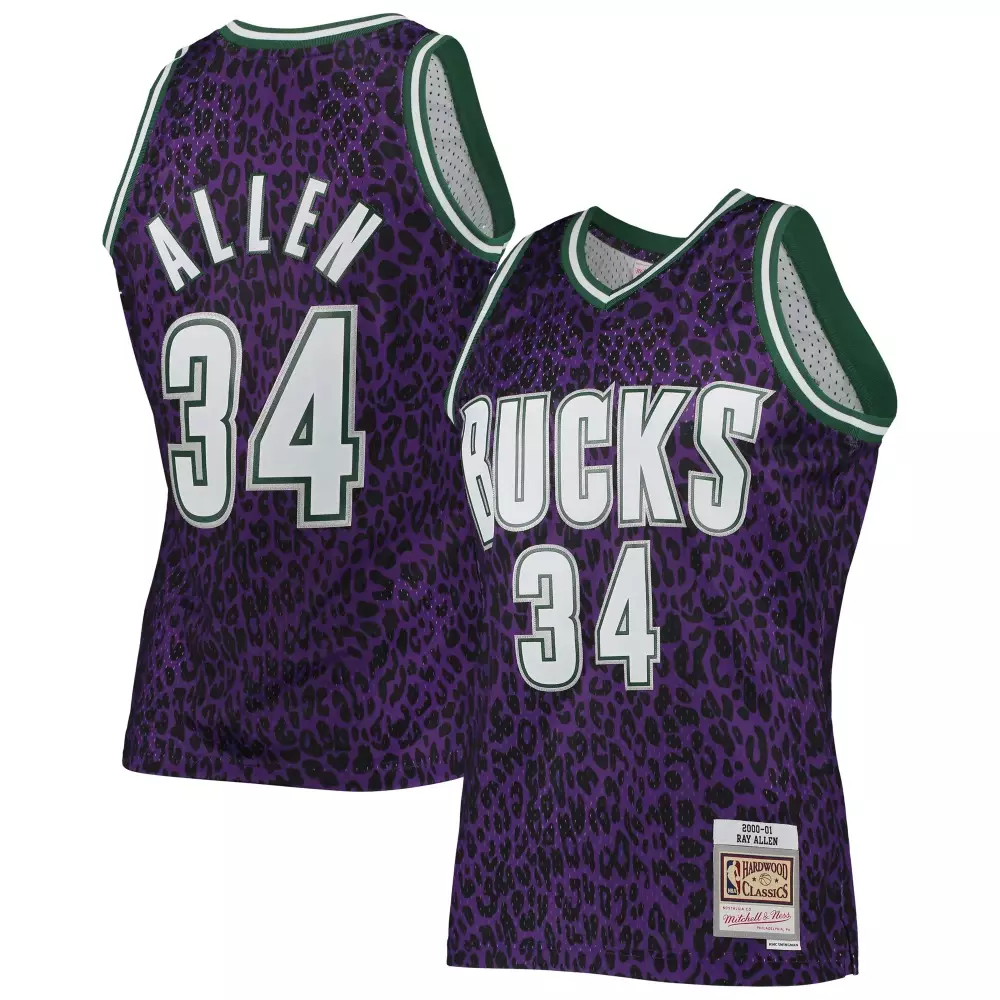 Customizable Ray allen milwaukee bucks mitchell amp ness hardwood classics wildlife swingman jersey purple