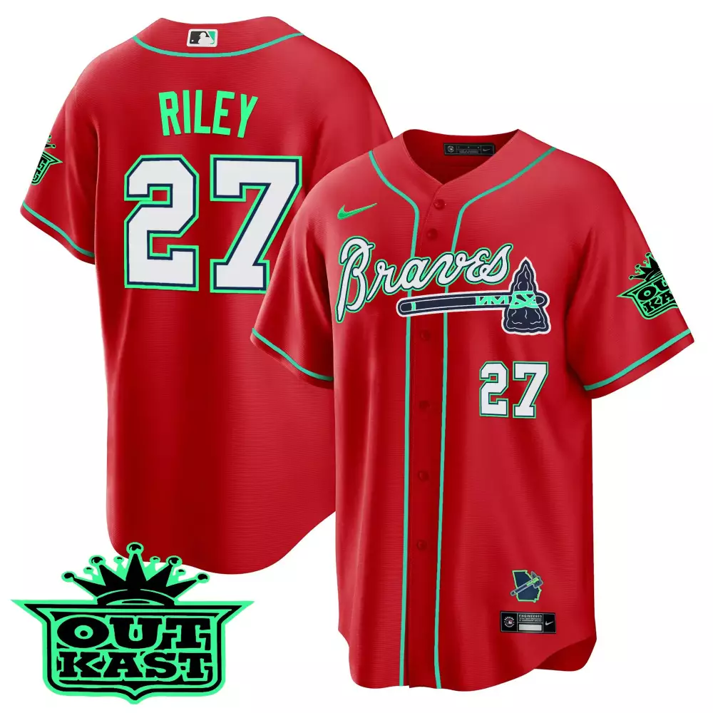 Personalized Red andr atlanta braves outkast cool base jersey galaxy version stitched