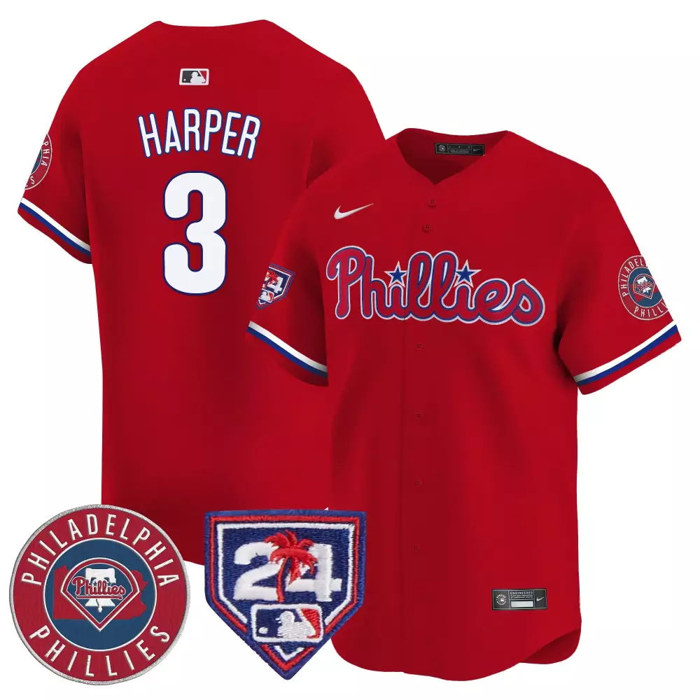 Customizable Red bryce harper phillies 2024 spring training patch vapor premier limited jersey v2 all stitched